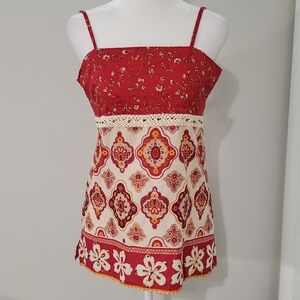 VTG 52 Weekends Babydoll Top Women MEDIUM Back Tie  Boho Hippie Festival Y2K 70s